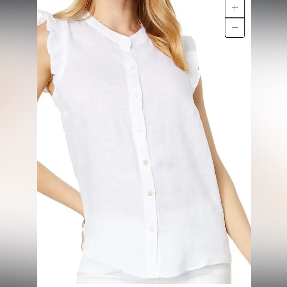 Britette Linen Button Up Ruffle Top Lilly Pulitzer NWT